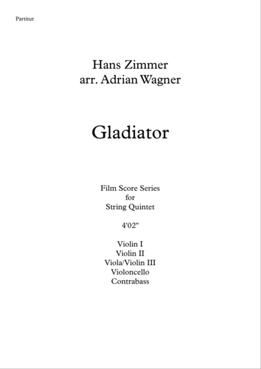 Gladiator Main Theme String Quintet scores gallery preview page 2