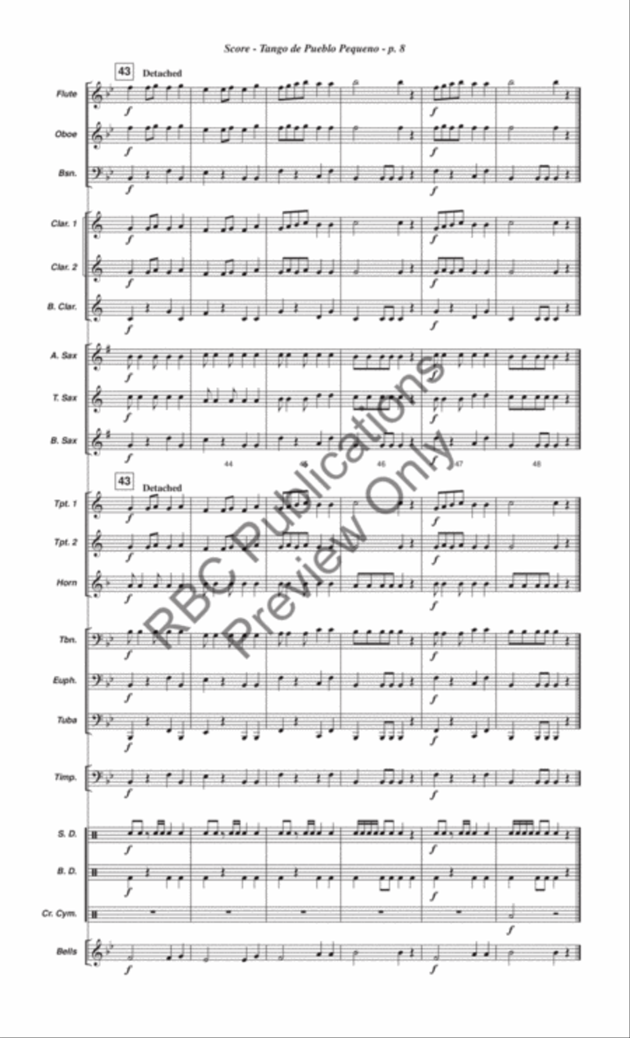 Tango De Pueblo Pequeno Concert Band scores gallery preview page 11