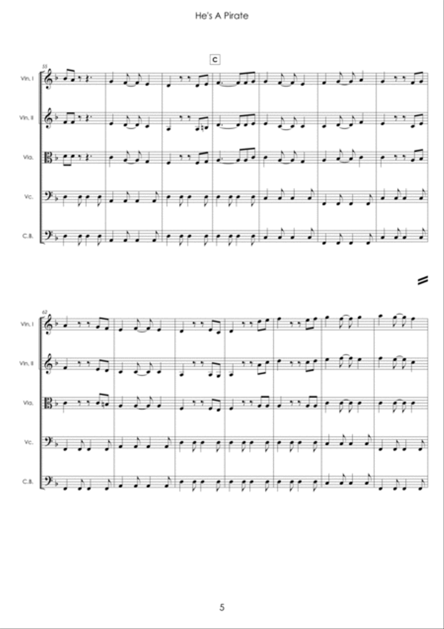 He's A Pirate String Quartet scores gallery preview page 5