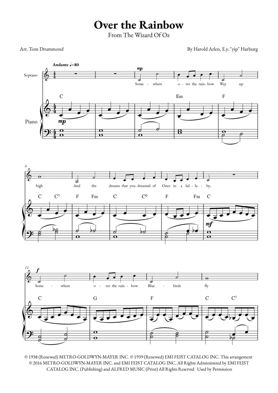 Over The Rainbow Voice scores gallery preview page 1