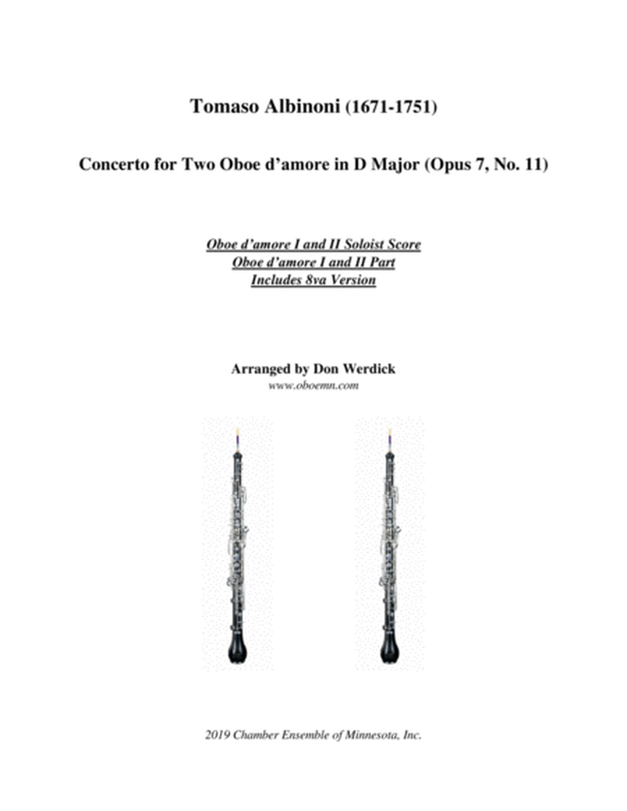 Concerto for Two Oboe d’amore in C Major, Op. 7 No. 11