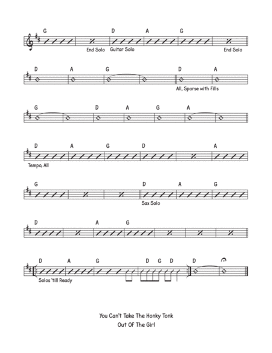 You Can't Take The Honky Tonk Out Of The Girl Piano, Vocal, Guitar scores gallery preview page 2