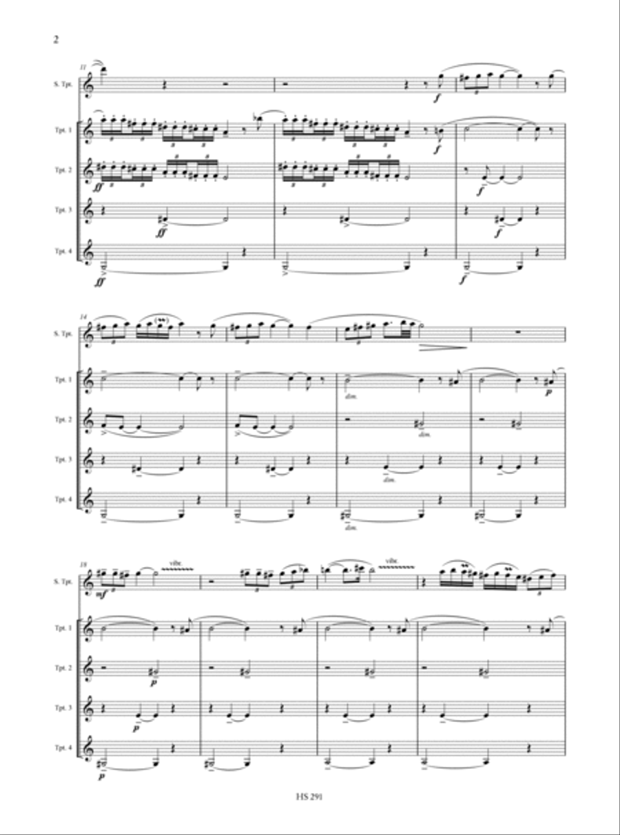 Pentacolo for Solo Trumpet and Trumpet Quartet (2013) Trumpet Solo scores gallery preview page 3