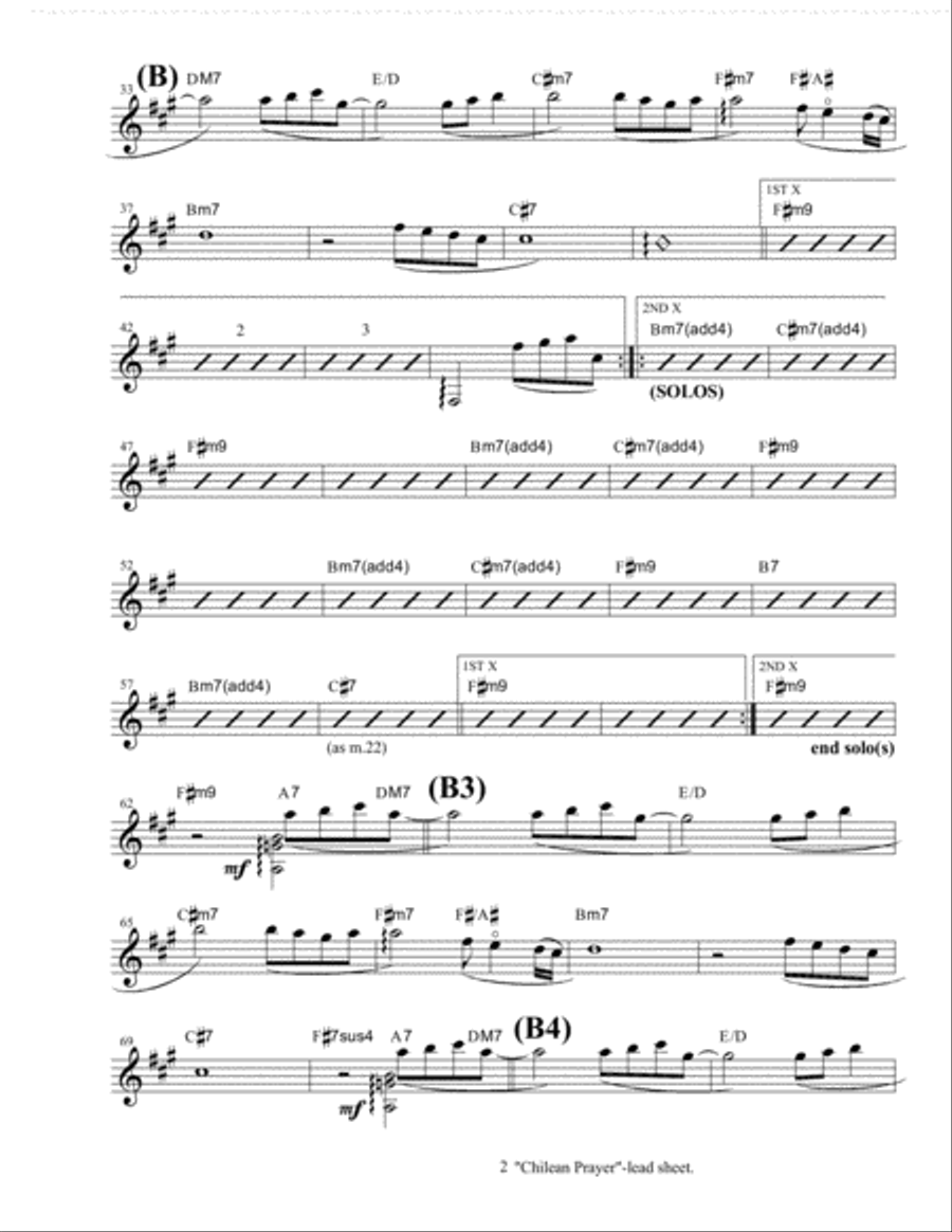 Chilean Prayer (Lead Sheet & Additional Parts) Guitar Ensemble scores gallery preview page 6