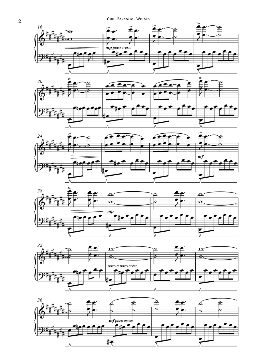 Wolves Piano Solo scores gallery preview page 2