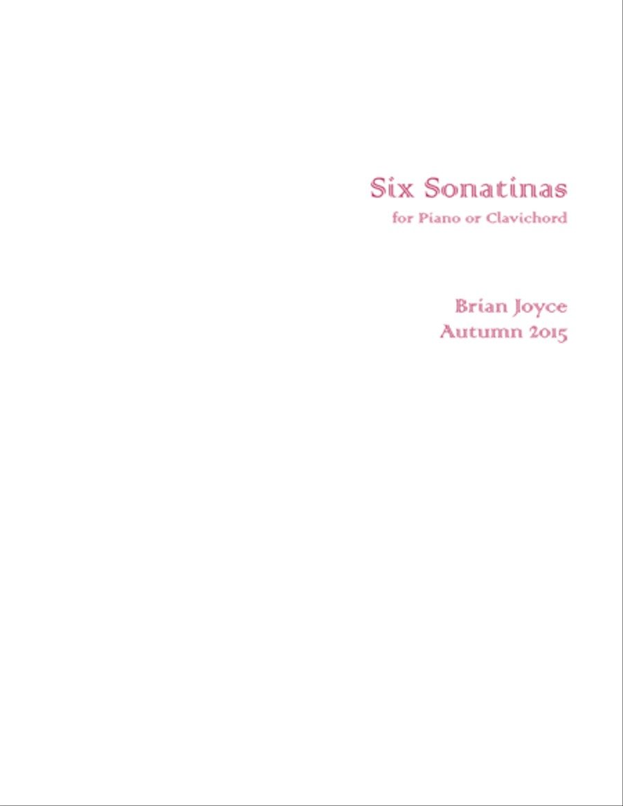 Six Sonatinas for Piano or Clavichord Piano Solo scores gallery preview page 1