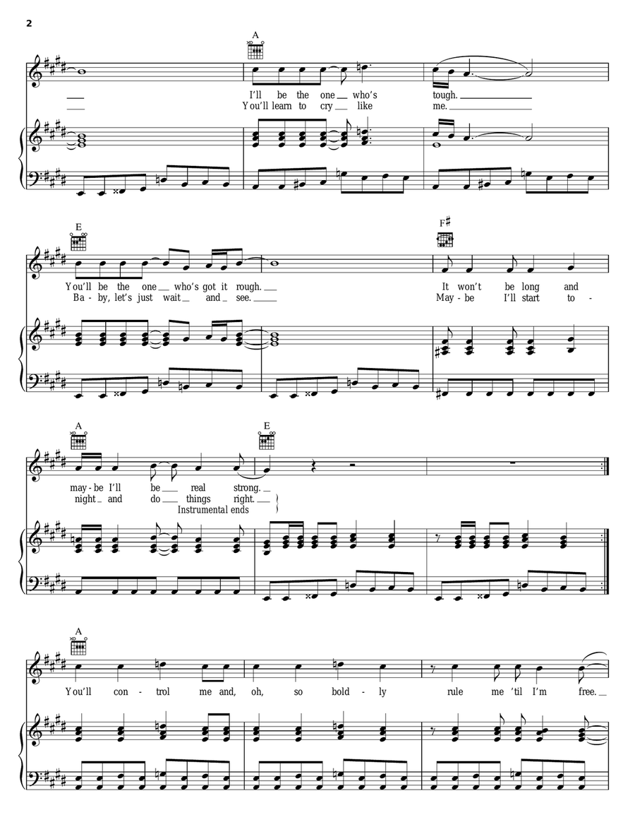 Fast As You Piano, Vocal, Guitar scores gallery preview page 2
