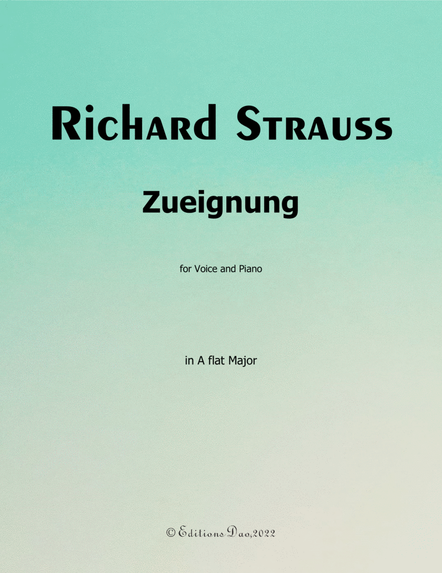 Zueignung, by Richard Strauss, in A flat Major Voice scores gallery preview page 1