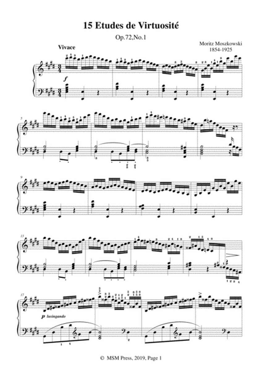 Moszkowski-15 Etudes de Virtuosité,Op.72,No.1,Vivace in E Major