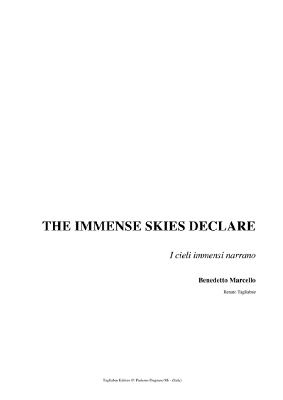 Book cover for Psalm 19 - THE IMMENCE SKIES DECLARE - B. Marcello - For SATB Choir, 2 Tpt, 2 Tbn and Organ