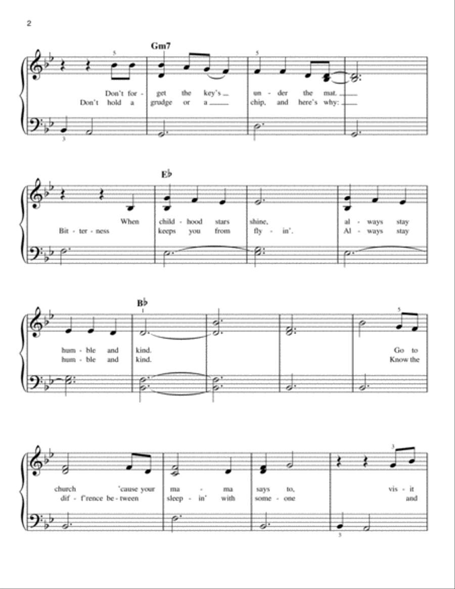 Humble And Kind Easy Piano scores gallery preview page 2