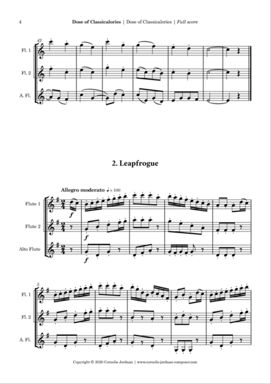 Dose of Classicalories, easy trios for 2 flutes & alto flute Woodwind Trio scores gallery preview page 4