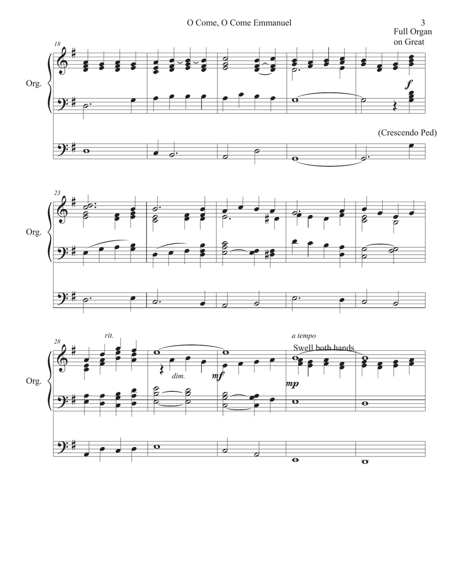 O Come, O Come Emmanuel Organ Solo Organ Solo scores gallery preview page 3