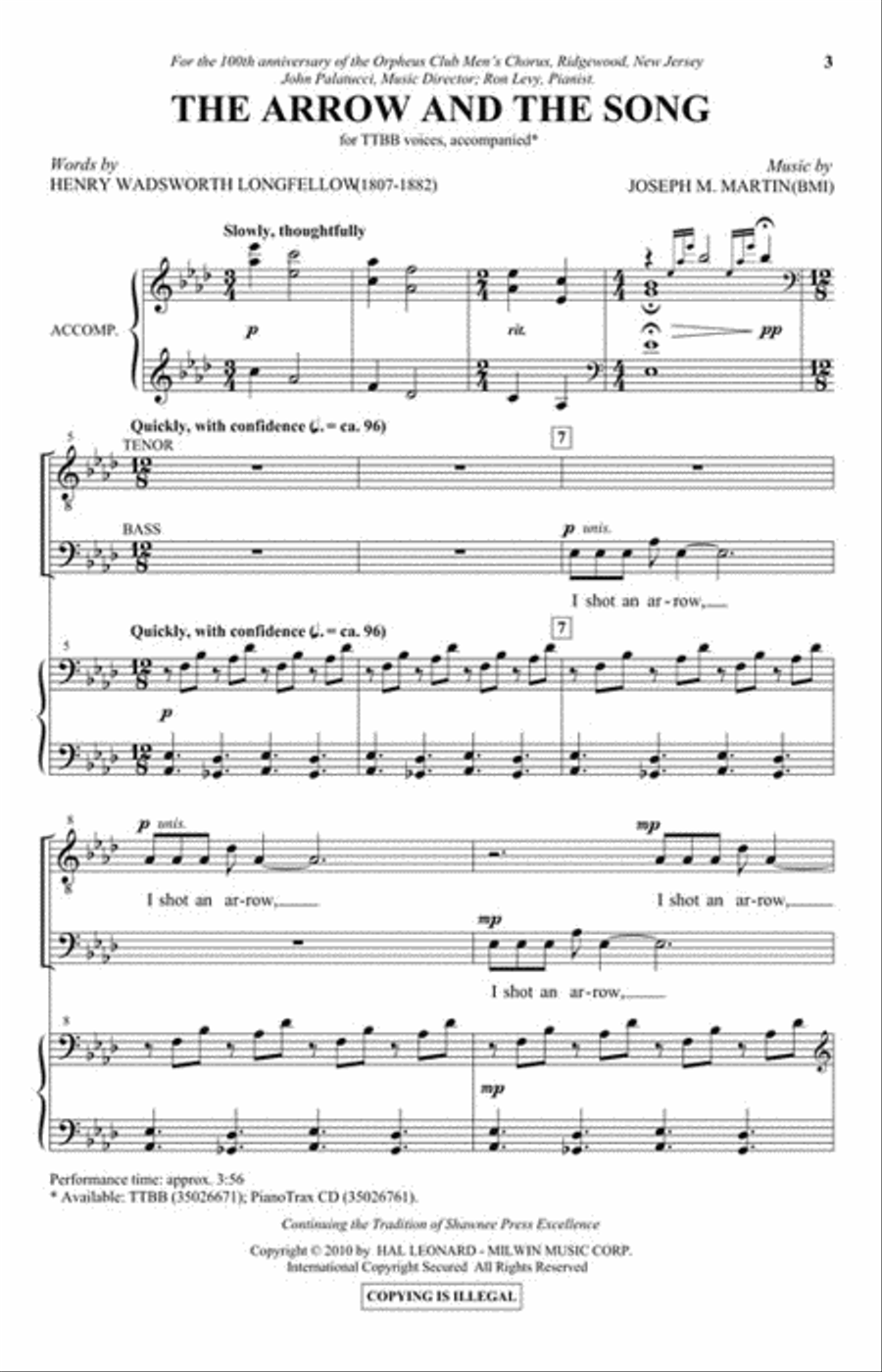 The Arrow and the Song TTBB scores gallery preview page 2