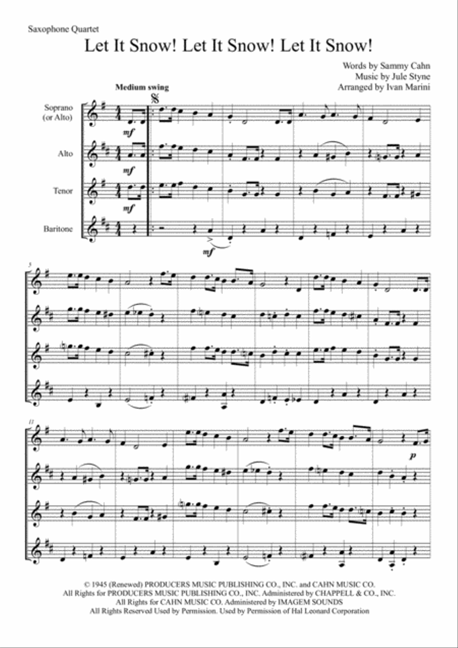 Let It Snow! Let It Snow! Let It Snow! Saxophone Quartet scores gallery preview page 3