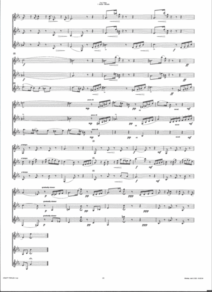 Four Trifles (1906) by Thomas James Hewitt for Clarinet Trio (2 Bb & Bass) Clarinet Trio scores gallery preview page 3