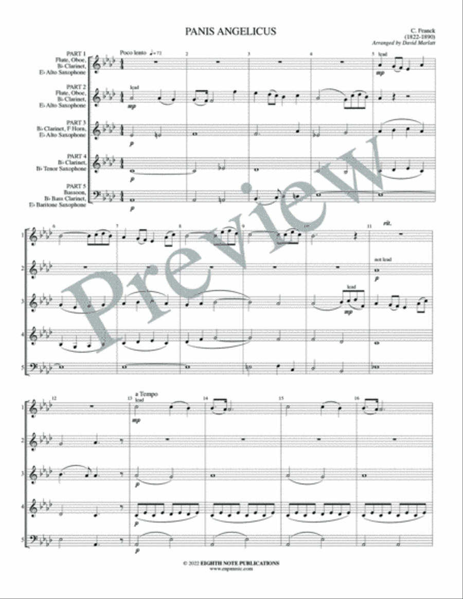 Panis Angelicus Woodwind Quartet scores gallery preview page 3