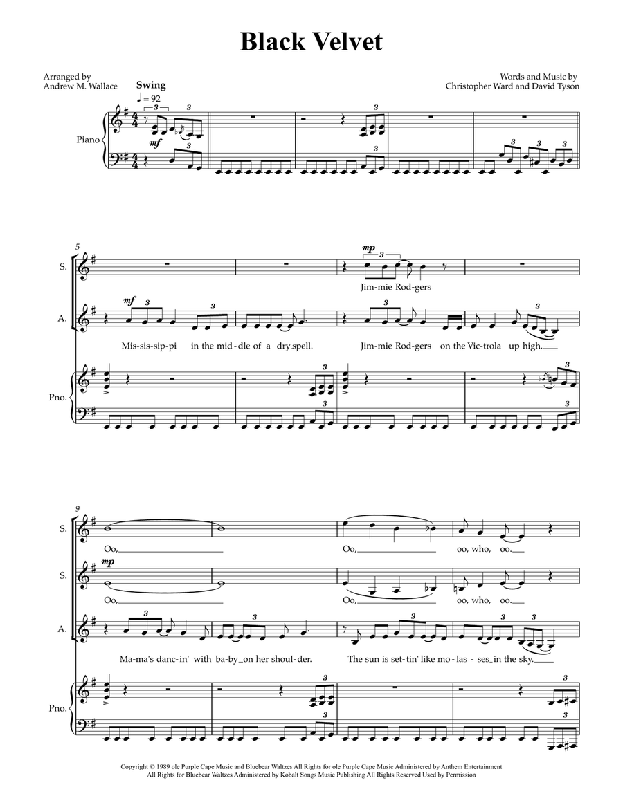 Black Velvet SSA scores gallery preview page 1
