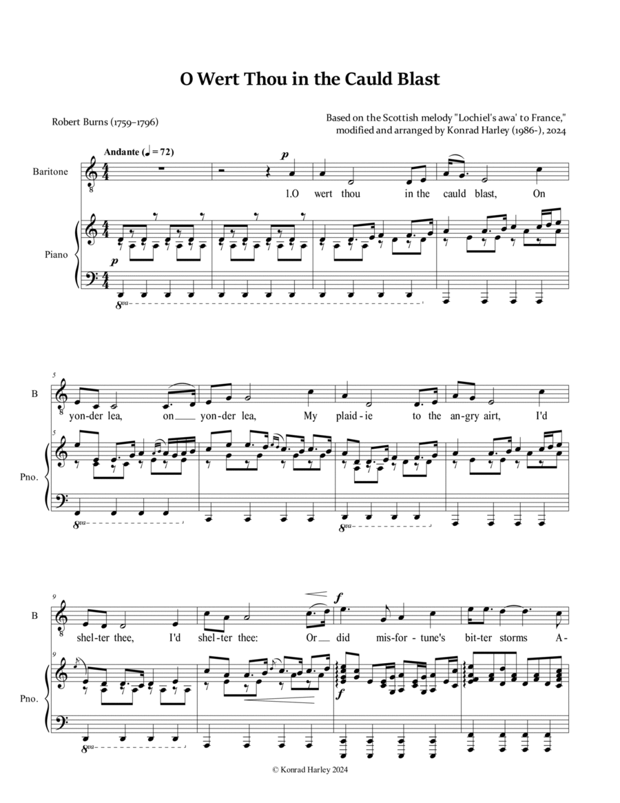 O Wert Thou in the Cauld Blast Voice scores gallery preview page 1
