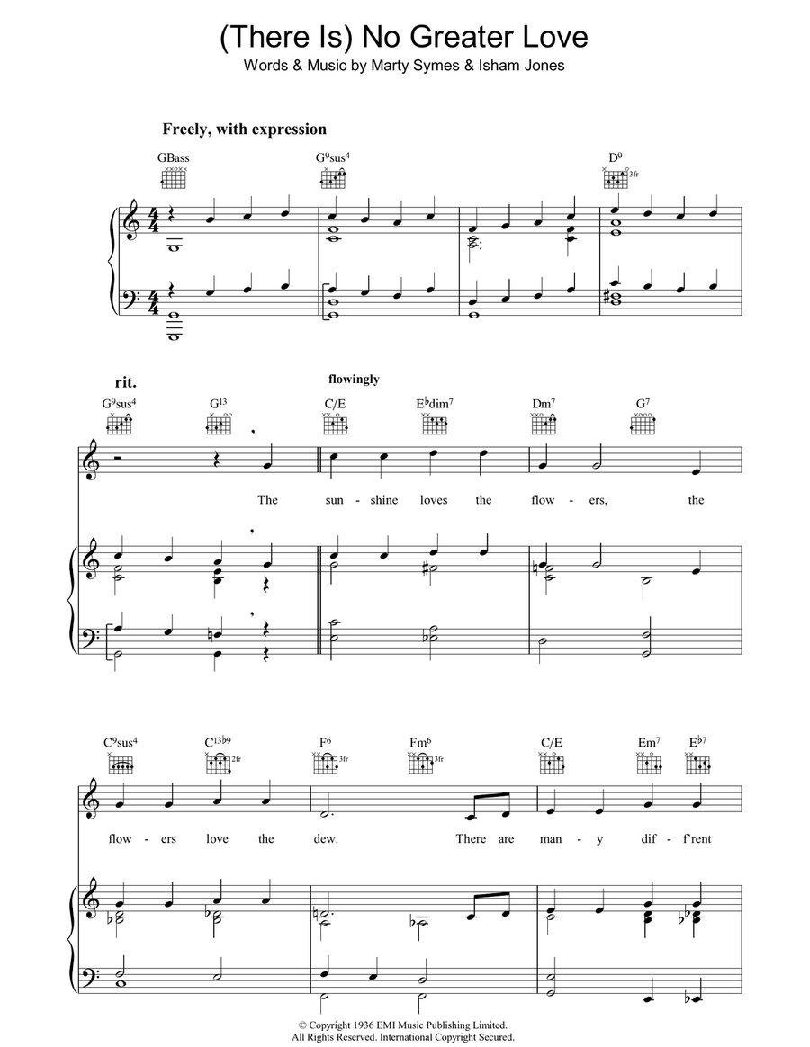 There Is No Greater Love Piano, Vocal, Guitar scores gallery preview page 1