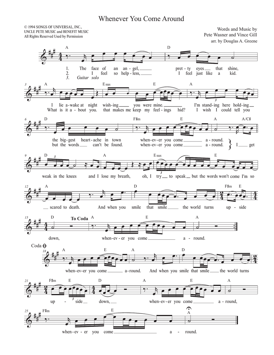 Whenever You Come Around Guitar scores gallery preview page 1