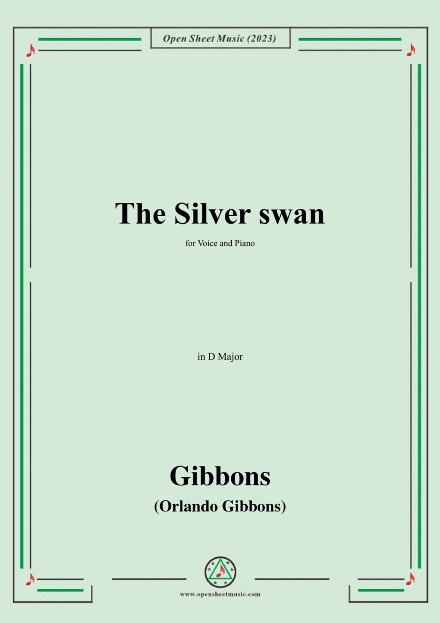 O. Gibbons-The Silver swan,in D Major Voice scores gallery preview page 1