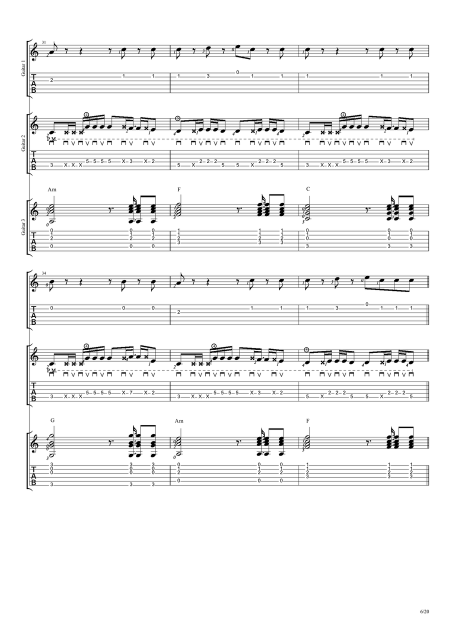 Girls Like You Guitar Ensemble scores gallery preview page 6