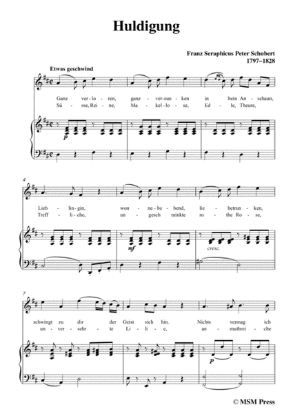 Schubert-Huldigung,in D Major,for Voice&Piano image number null