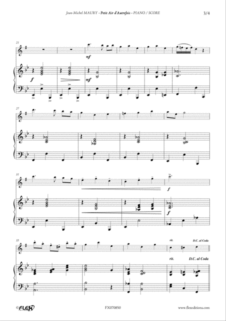 Petit Air d'autrefois Alto Saxophone scores gallery preview page 3