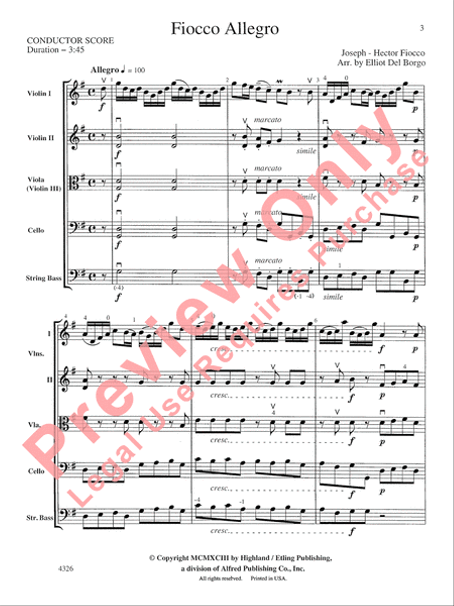 Fiocco Allegro String Orchestra scores gallery preview page 4