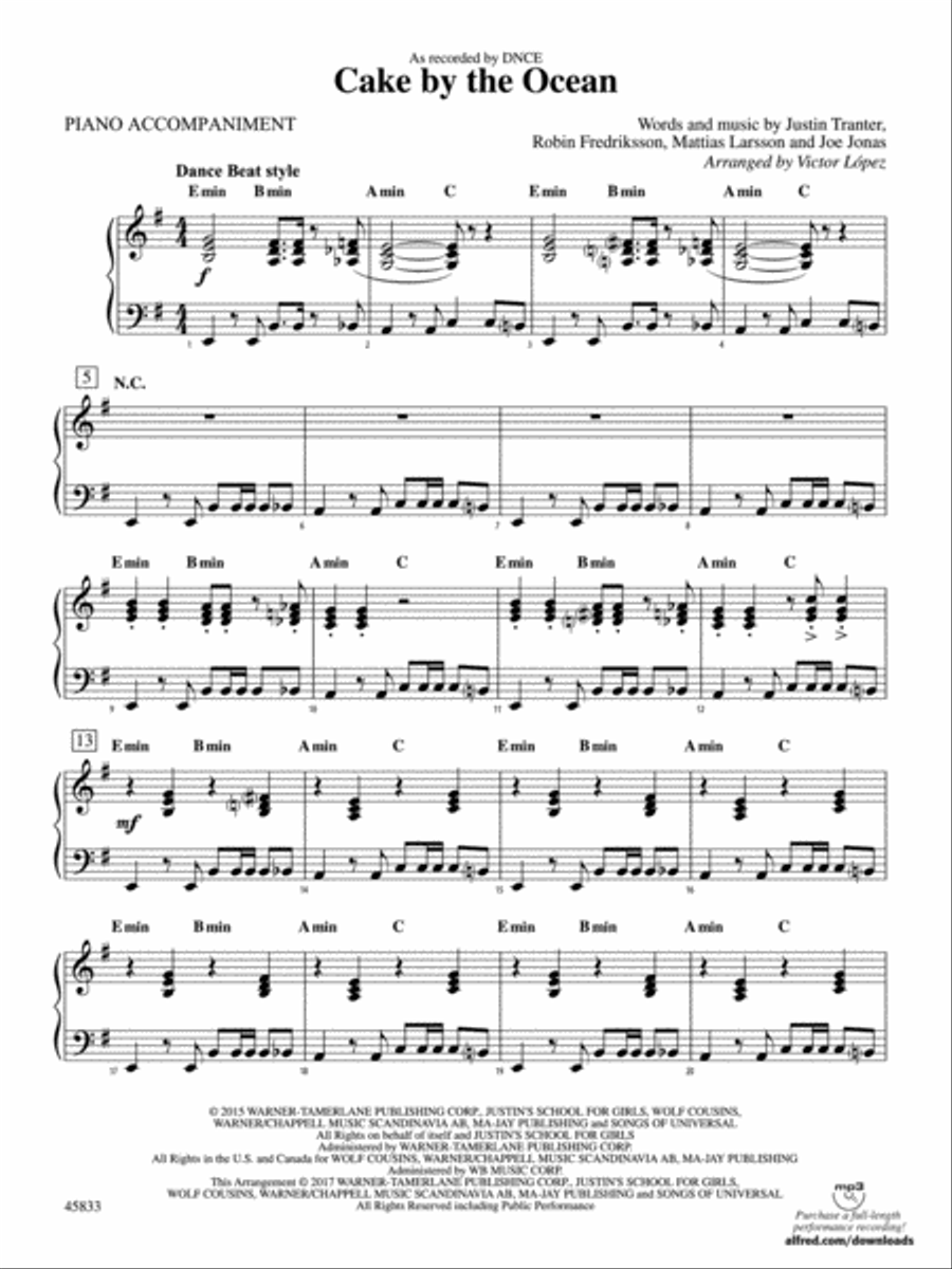 Cake by the Ocean: Piano Accompaniment