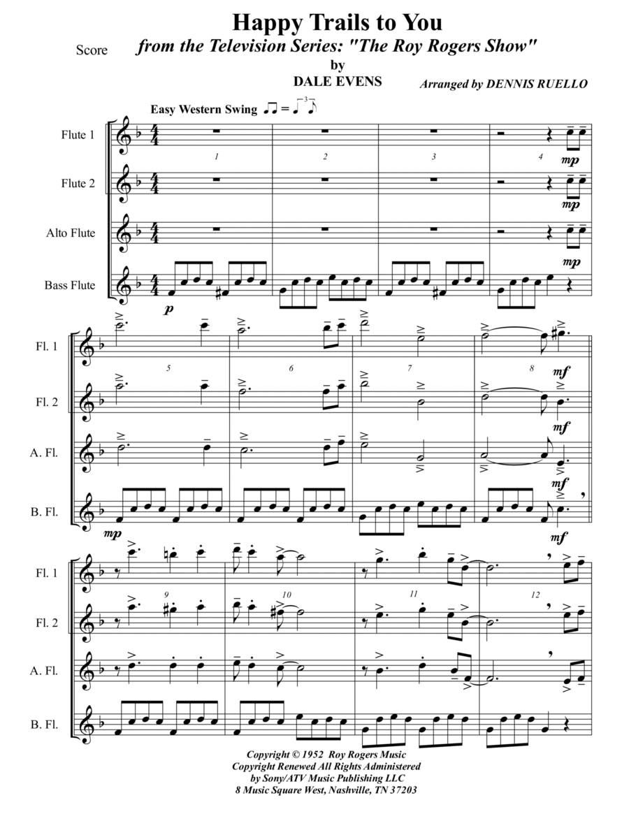 Happy Trails Happy Trails Woodwind Quartet scores gallery preview page 1