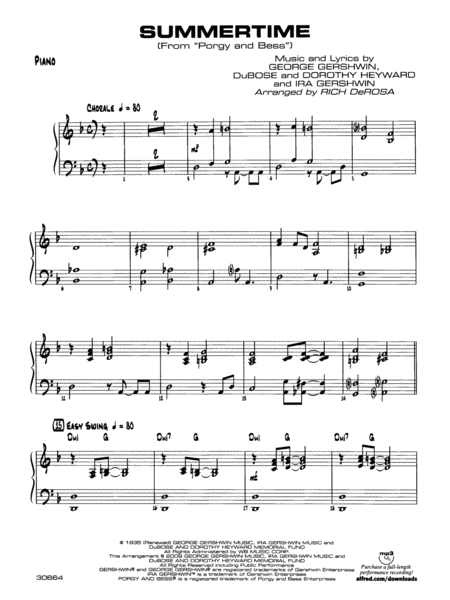 Summertime: Piano Accompaniment