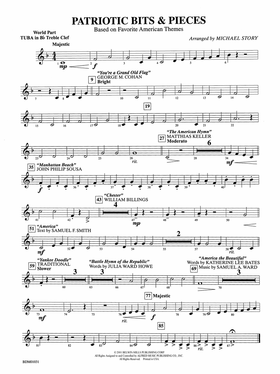 Patriotic Bits & Pieces (based on Favorite American Themes): (World Part) B-flat Tuba T.C.