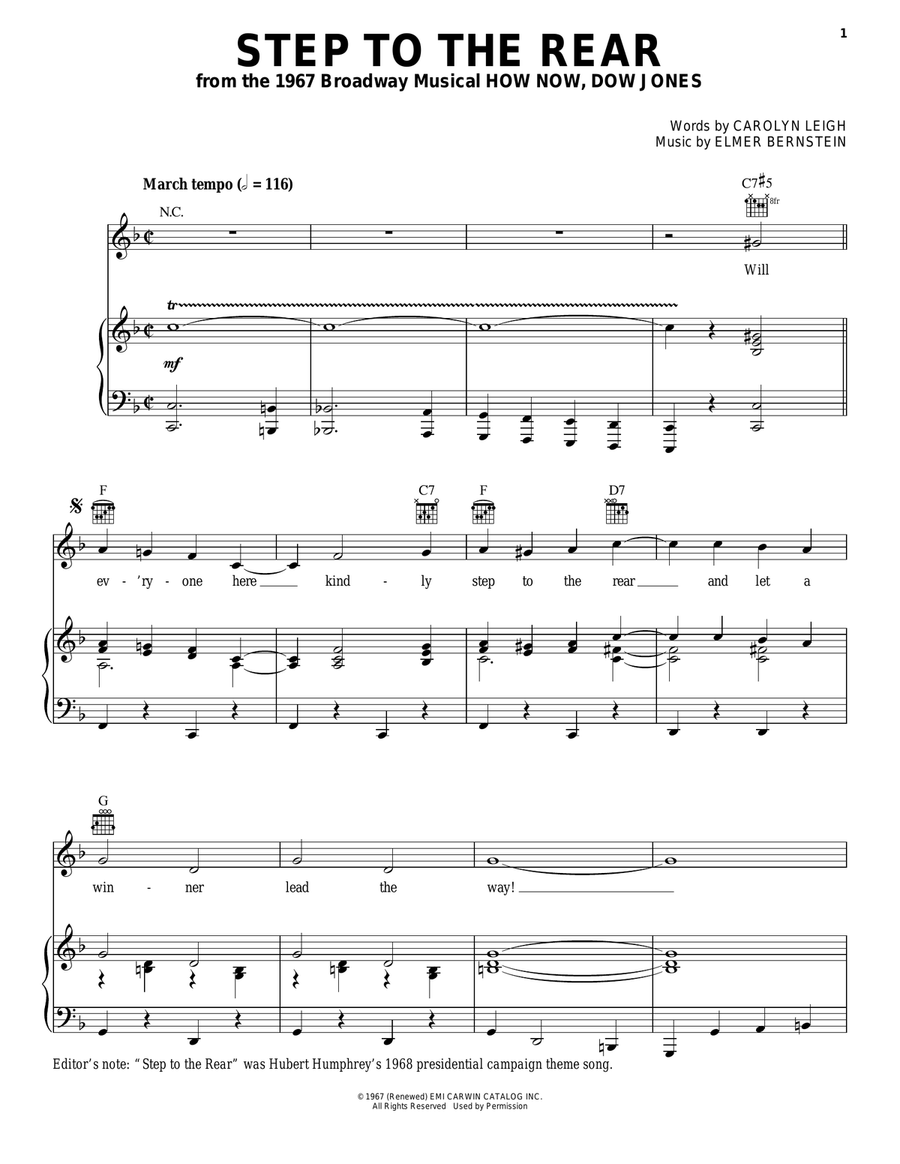 Step To The Rear Step To The Rear Piano, Vocal, Guitar scores gallery preview page 1