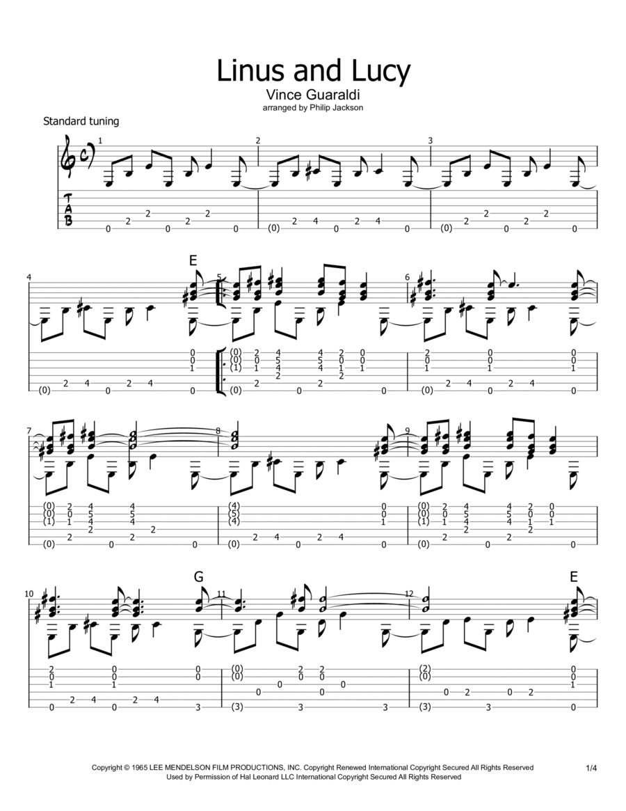 Linus And Lucy Electric Guitar scores gallery preview page 1