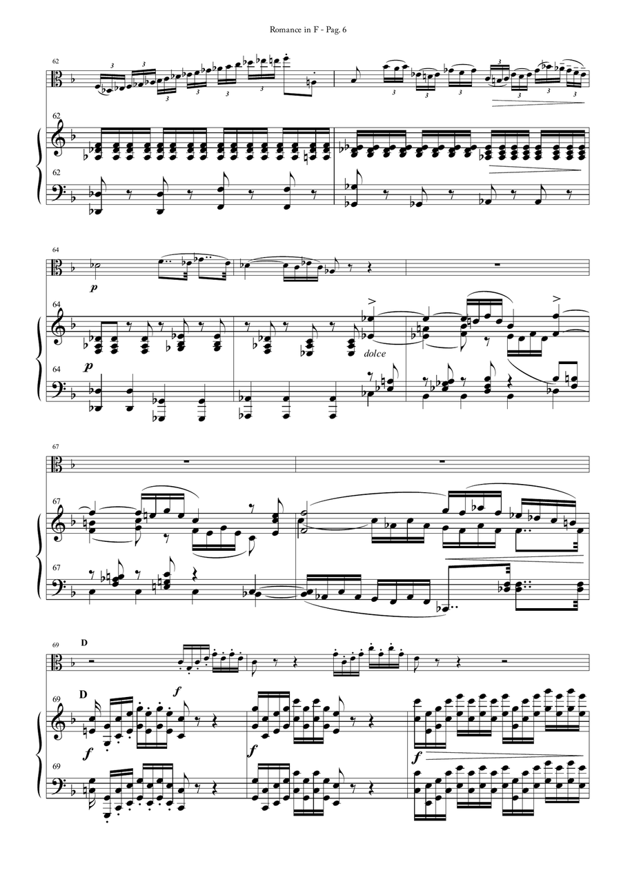 Romance in F for Viola and Piano Piano scores gallery preview page 6