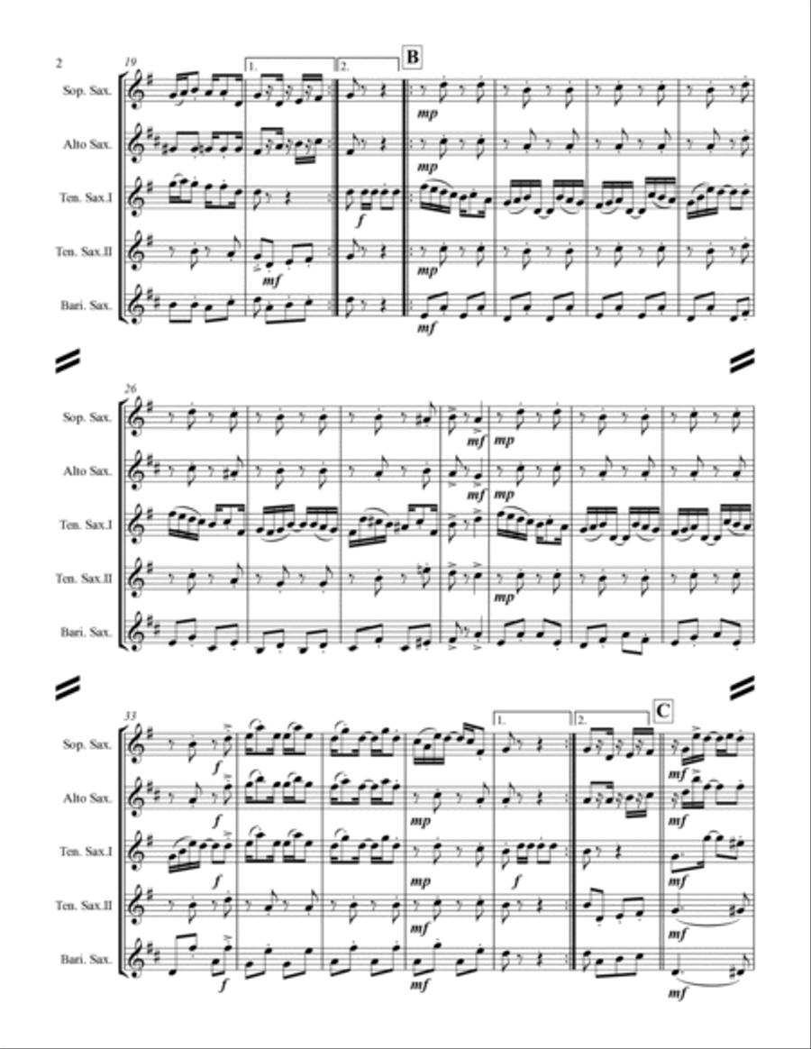 Joplin - “Elite Syncopations” (for Saxophone Quintet SATTB) Saxophone Quintet scores gallery preview page 3