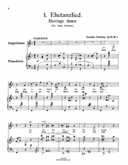Ehetanzlied = Marriage dance : und andere Gesange fur eine Singstimme mit Clavierbegleitung : op. 10