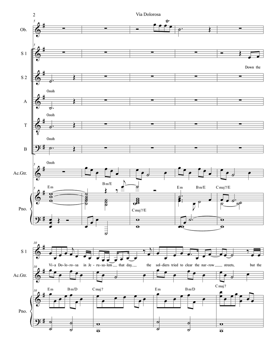 Via Dolorosa Via Dolorosa Piano, Vocal scores gallery preview page 2
