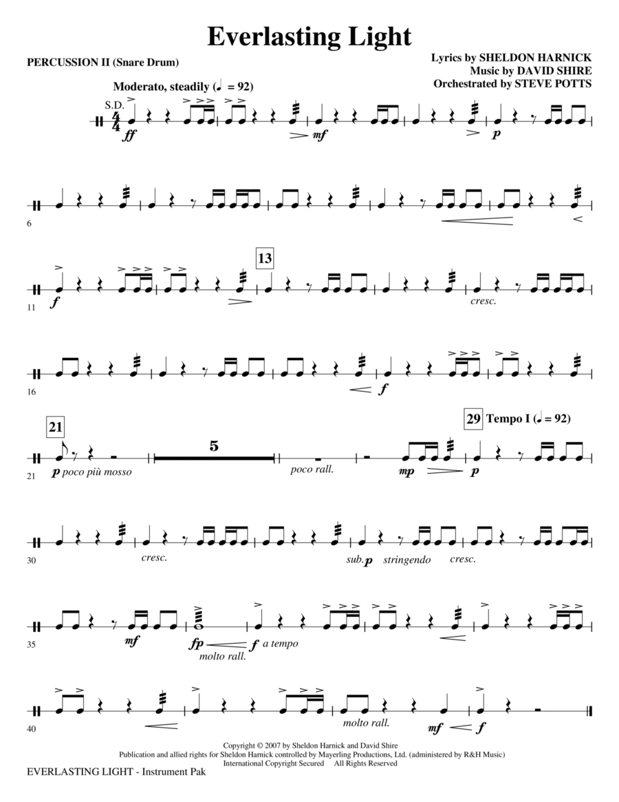 Everlasting Light - Percussion 2 Choir scores gallery preview page 1