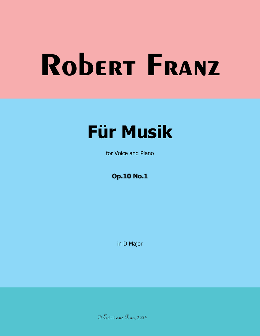Fur Musik, by Robert Franz, in D Major Voice scores gallery preview page 1