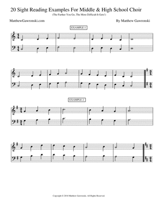 20 Sight-Reading Examples (Intermediate Middle School-High School)