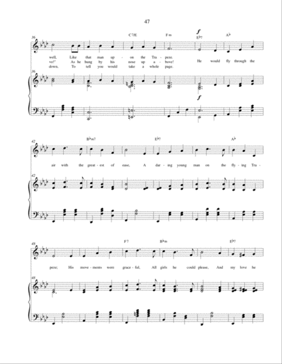 The Daring Young Man on the Flying Trapeze - piano solo / vocal solo / Chords Voice Solo scores gallery preview page 4