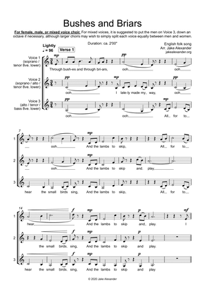 Bushes and Briars - SSA/TTB/SAT/SAB a cappella