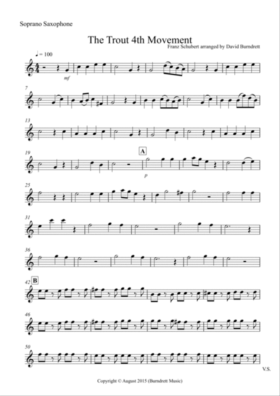 The Trout (4th movement) for Saxophone Quartet Saxophone Quartet scores gallery preview page 4