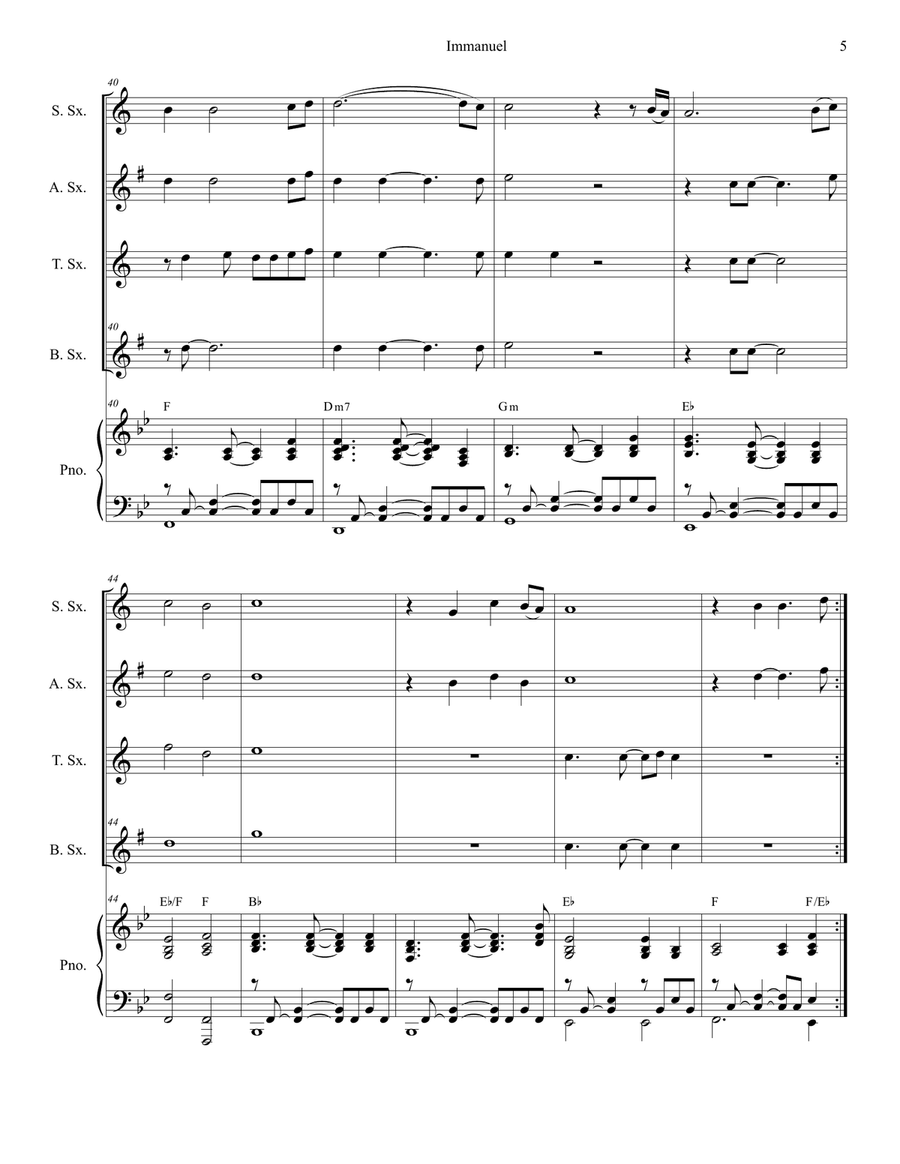 Immanuel Saxophone Quartet scores gallery preview page 5