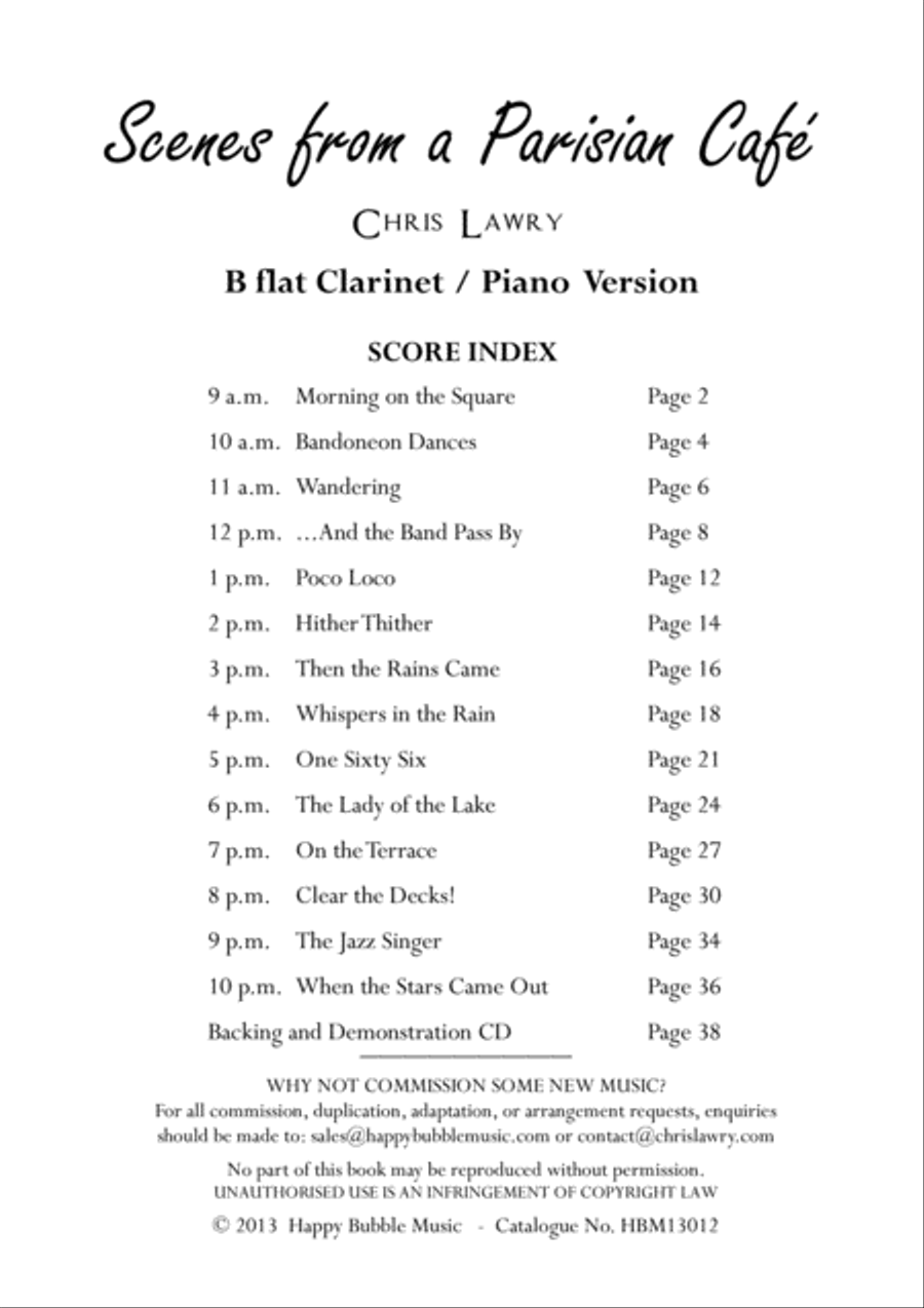 Scenes from a Parisian Cafe - Bb Clarinet & Piano - Complete Score of 14 Short Concert Pieces Woodwind Duet scores gallery preview page 4