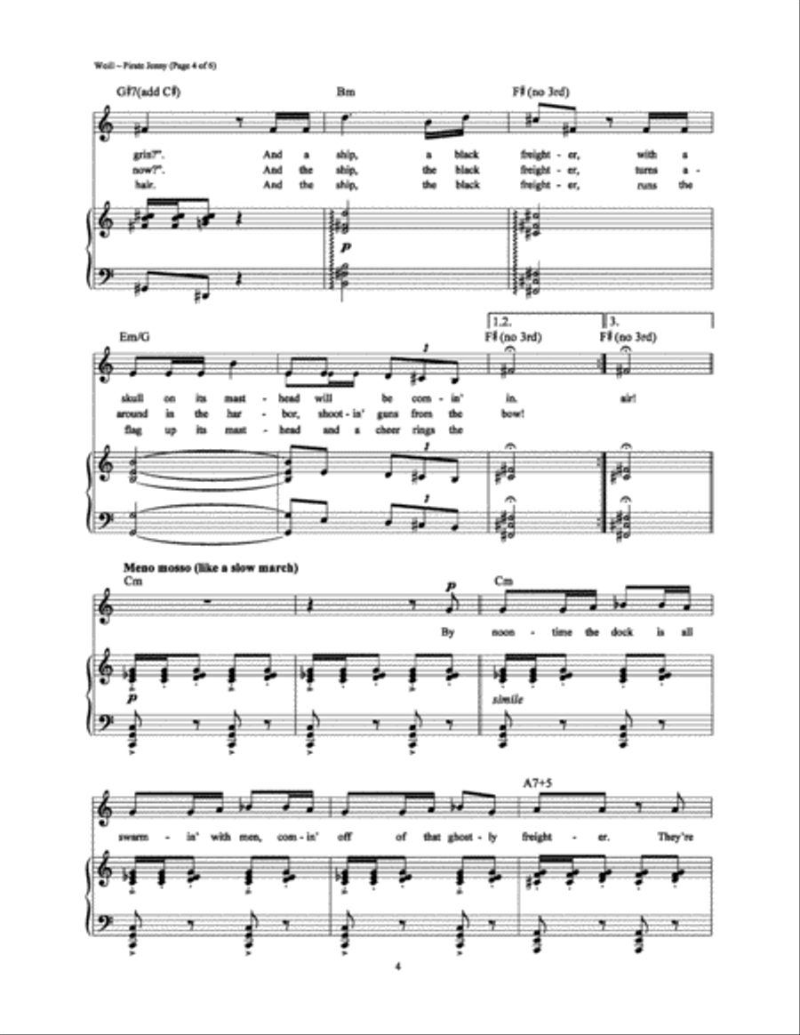 Pirate Jenny Pirate Jenny Piano, Vocal, Guitar scores gallery preview page 4