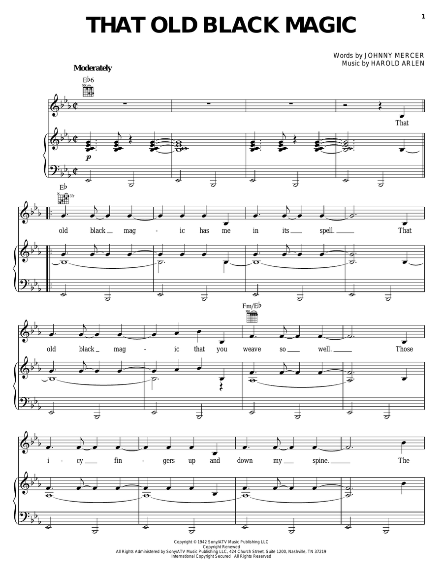 That Old Black Magic Piano, Vocal, Guitar scores gallery preview page 1